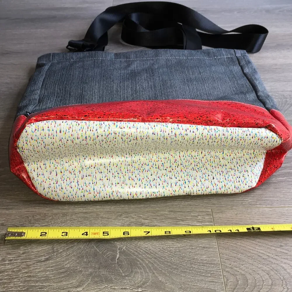 Rareform Cora Everyday Tote Billboard Vinyl Shoulder Bag Grey Red OOAK NWT